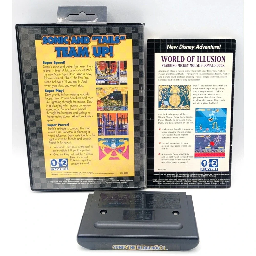Sonic the Hedgehog 2 Sega Genesis Not for Resale CIB‎ COMPLETE MEGA DRIVE LABEL